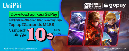 Koleksi Skin on Titan MLBB Sekarang Juga & Top Up Diamonds di UniPin Pakai GoPay Dapatkan Cashback hingga 10Ribu!